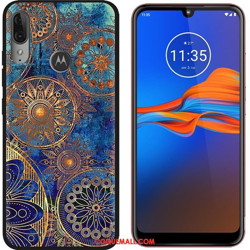 Étui Moto E6 Plus Créatif Téléphone Portable Vert, Coque Moto E6 Plus Chaud Délavé En Daim