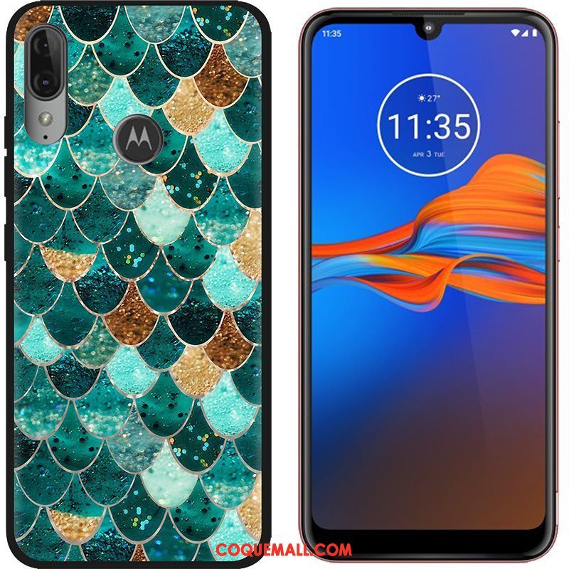 Étui Moto E6 Plus Créatif Téléphone Portable Vert, Coque Moto E6 Plus Chaud Délavé En Daim