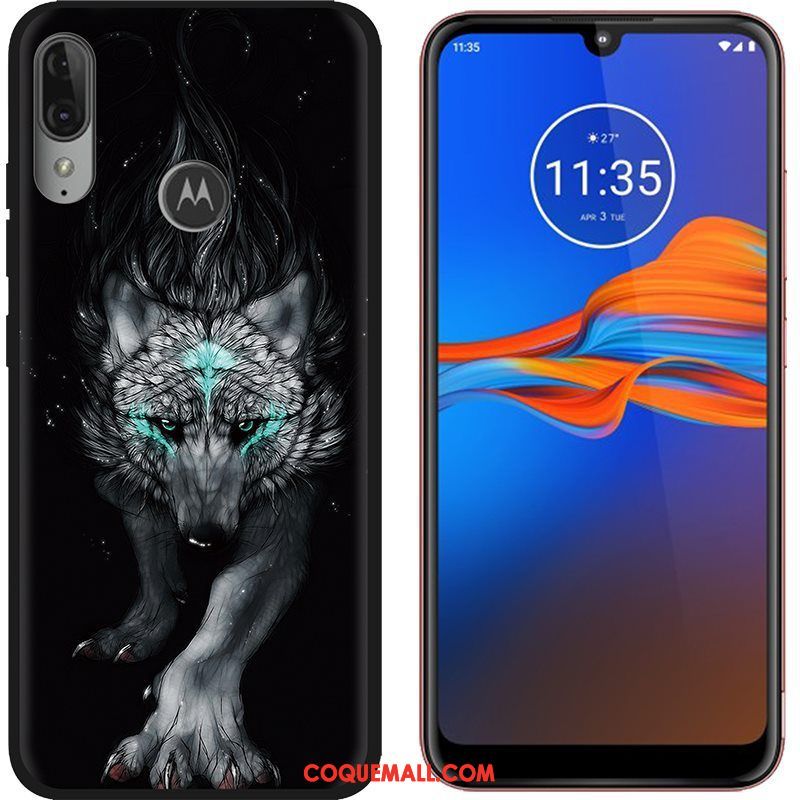 Étui Moto E6 Plus Créatif Téléphone Portable Vert, Coque Moto E6 Plus Chaud Délavé En Daim