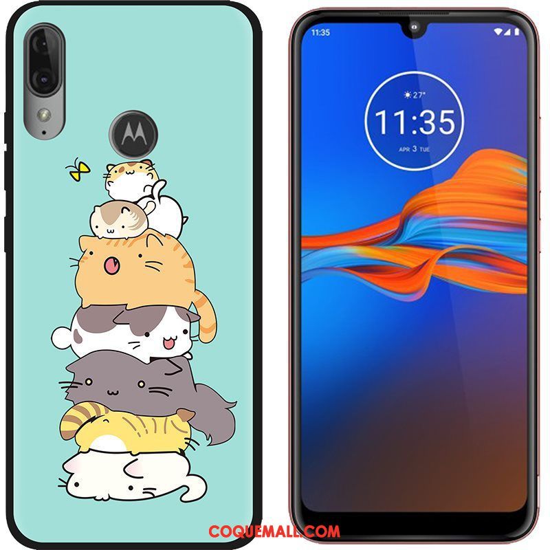 Étui Moto E6 Plus Créatif Téléphone Portable Vert, Coque Moto E6 Plus Chaud Délavé En Daim