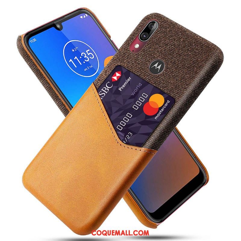 Étui Moto E6 Plus Cuir Tissu Délavé En Daim, Coque Moto E6 Plus Modèle Fleurie Téléphone Portable