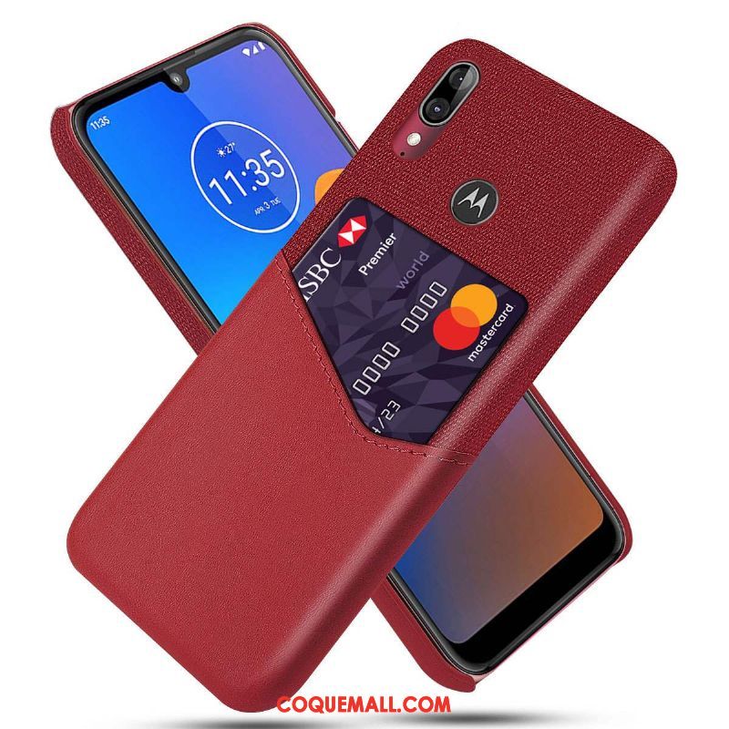 Étui Moto E6 Plus Cuir Tissu Délavé En Daim, Coque Moto E6 Plus Modèle Fleurie Téléphone Portable