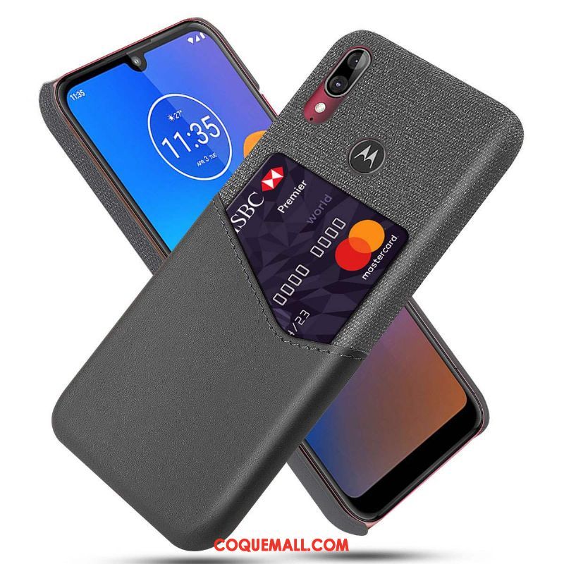 Étui Moto E6 Plus Cuir Tissu Délavé En Daim, Coque Moto E6 Plus Modèle Fleurie Téléphone Portable