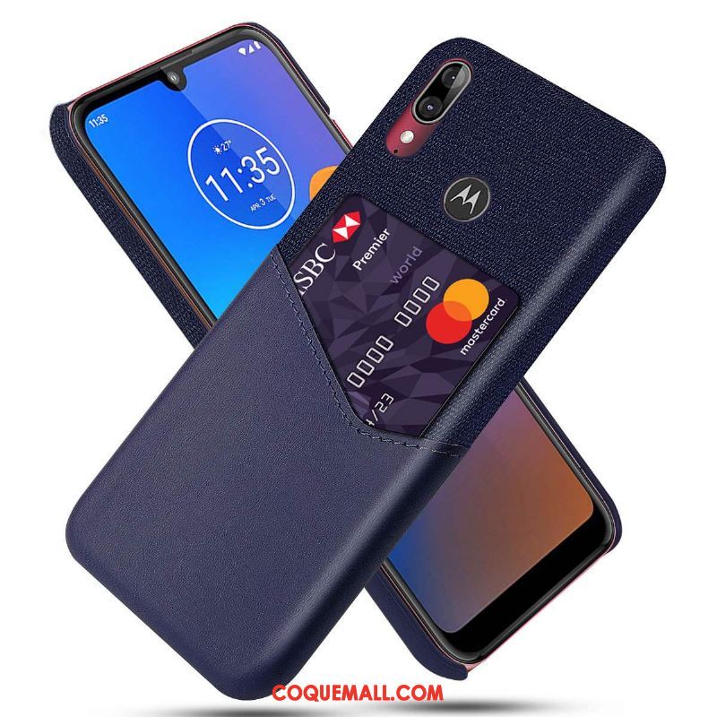 Étui Moto E6 Plus Cuir Tissu Délavé En Daim, Coque Moto E6 Plus Modèle Fleurie Téléphone Portable