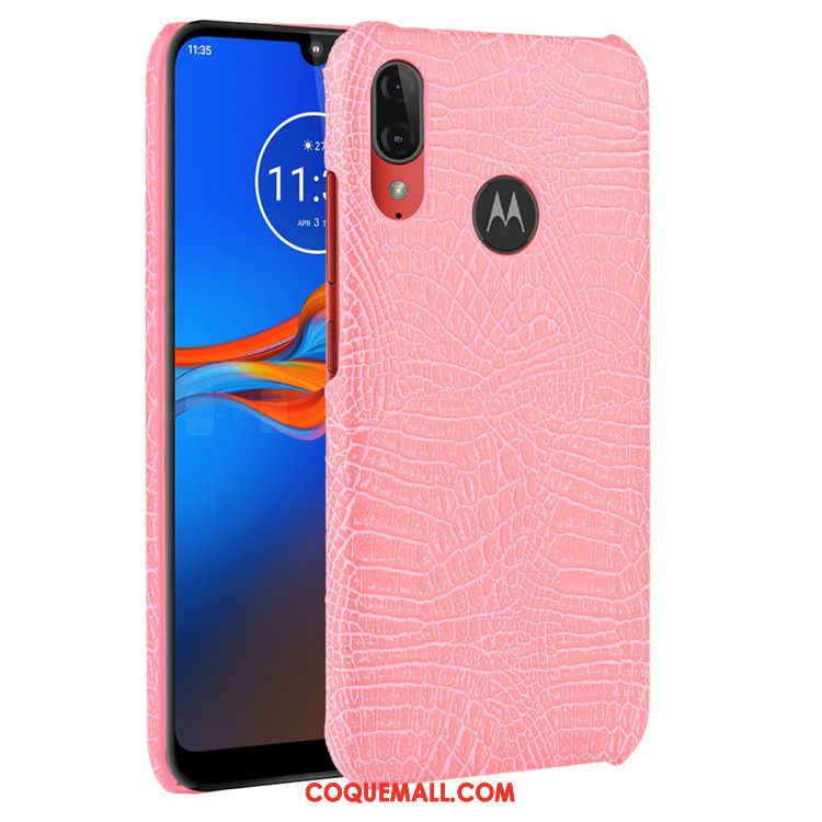 Étui Moto E6 Plus Modèle Fleurie Tendance Noir, Coque Moto E6 Plus Protection Crocodile