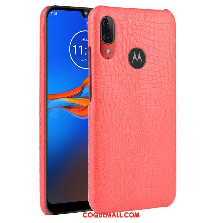 Étui Moto E6 Plus Modèle Fleurie Tendance Noir, Coque Moto E6 Plus Protection Crocodile