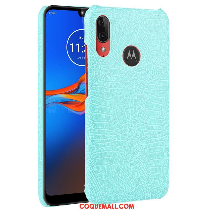 Étui Moto E6 Plus Modèle Fleurie Tendance Noir, Coque Moto E6 Plus Protection Crocodile