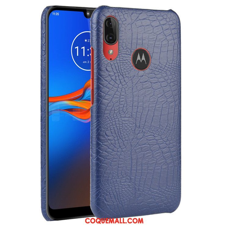 Étui Moto E6 Plus Modèle Fleurie Tendance Noir, Coque Moto E6 Plus Protection Crocodile