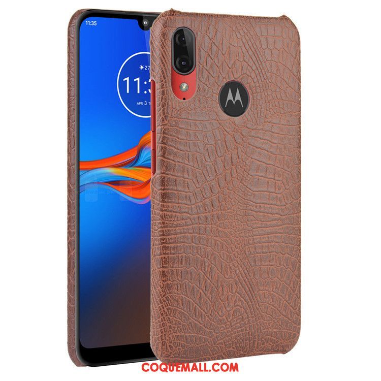 Étui Moto E6 Plus Modèle Fleurie Tendance Noir, Coque Moto E6 Plus Protection Crocodile