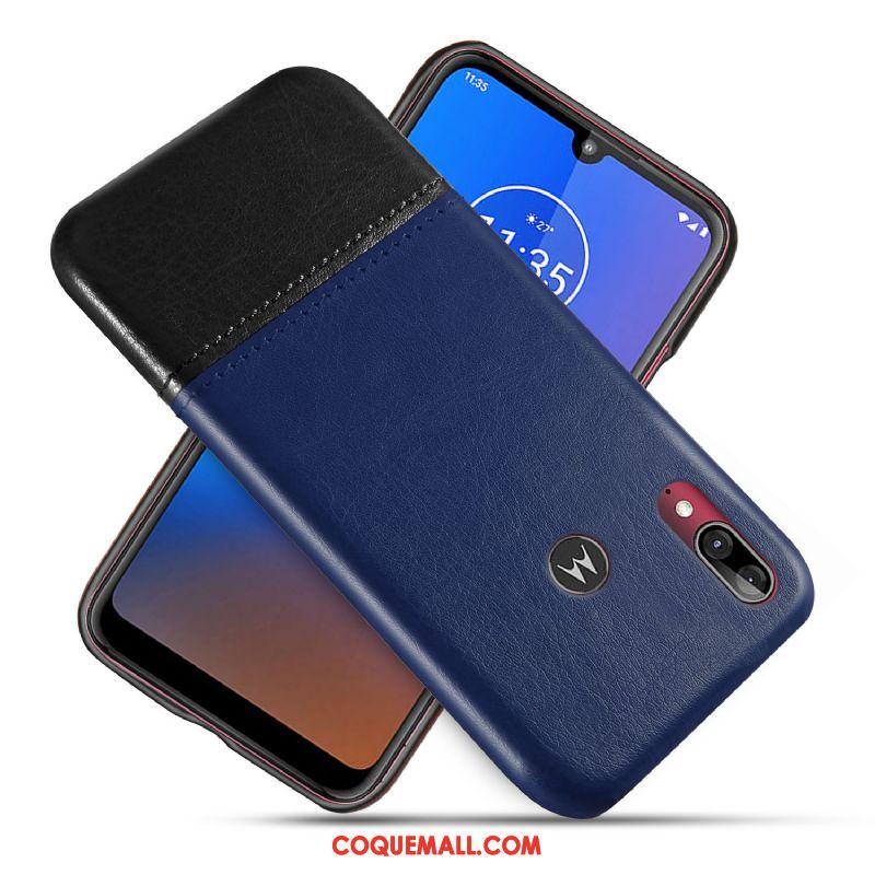 Étui Moto E6 Plus Protection Téléphone Portable En Cuir, Coque Moto E6 Plus Noir