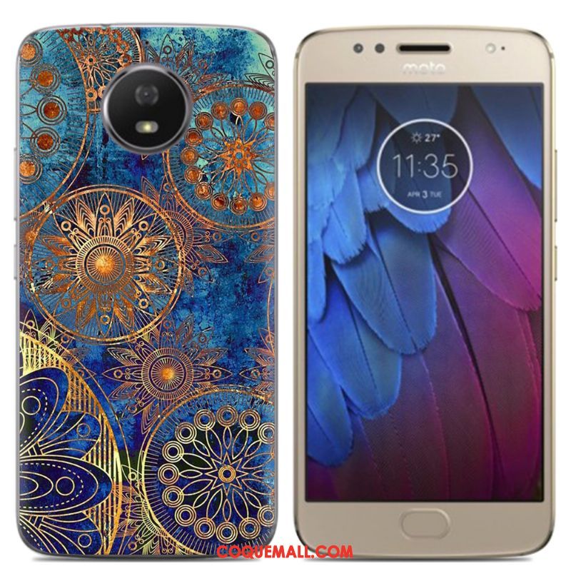 Étui Moto G5s Créatif Bleu Multicolore, Coque Moto G5s Dessin Animé Coque En Silicone