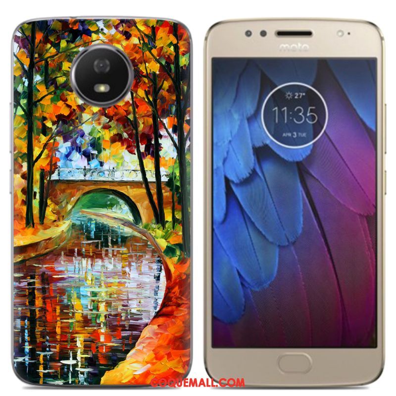 Étui Moto G5s Créatif Bleu Multicolore, Coque Moto G5s Dessin Animé Coque En Silicone