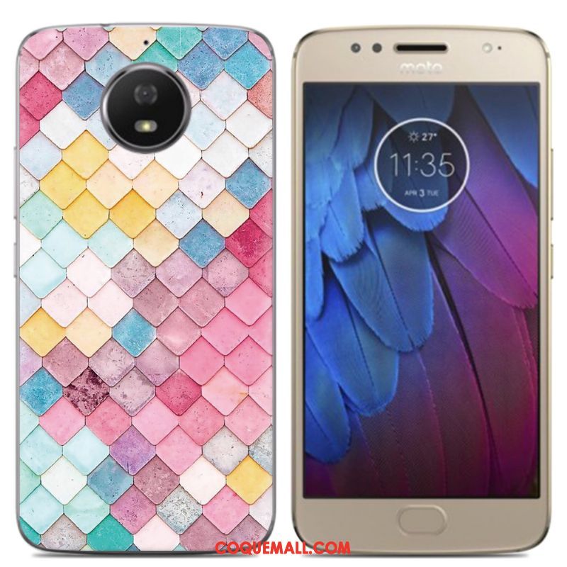 Étui Moto G5s Créatif Bleu Multicolore, Coque Moto G5s Dessin Animé Coque En Silicone