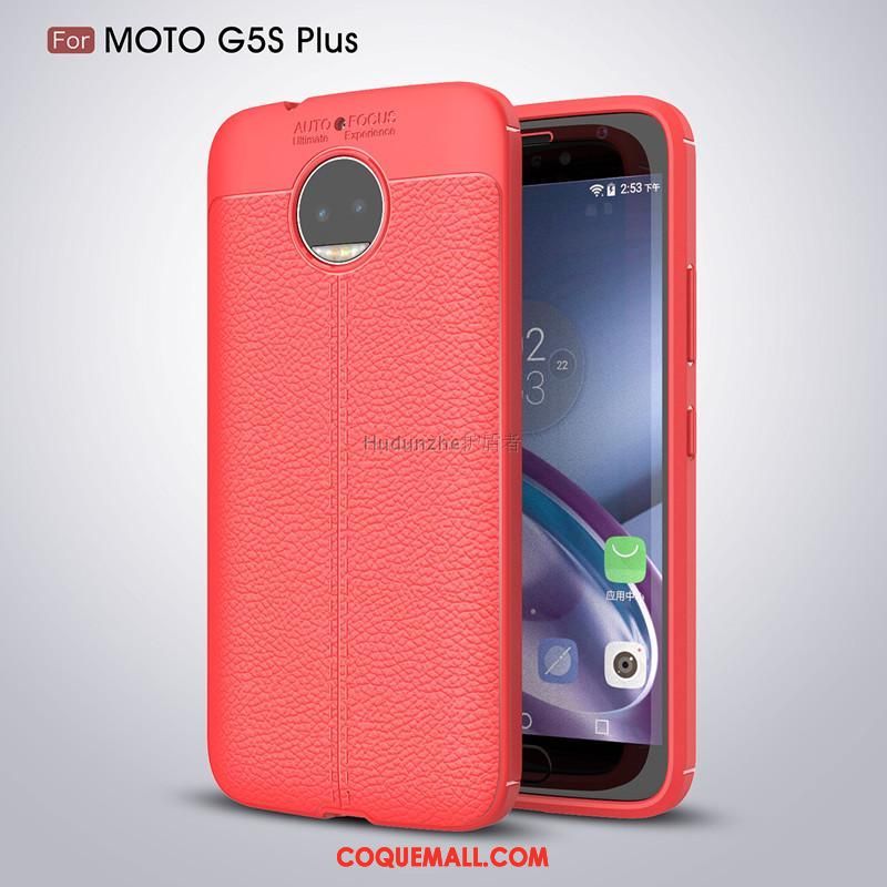 Étui Moto G5s Plus Incassable Rouge Téléphone Portable, Coque Moto G5s Plus Tout Compris Fluide Doux