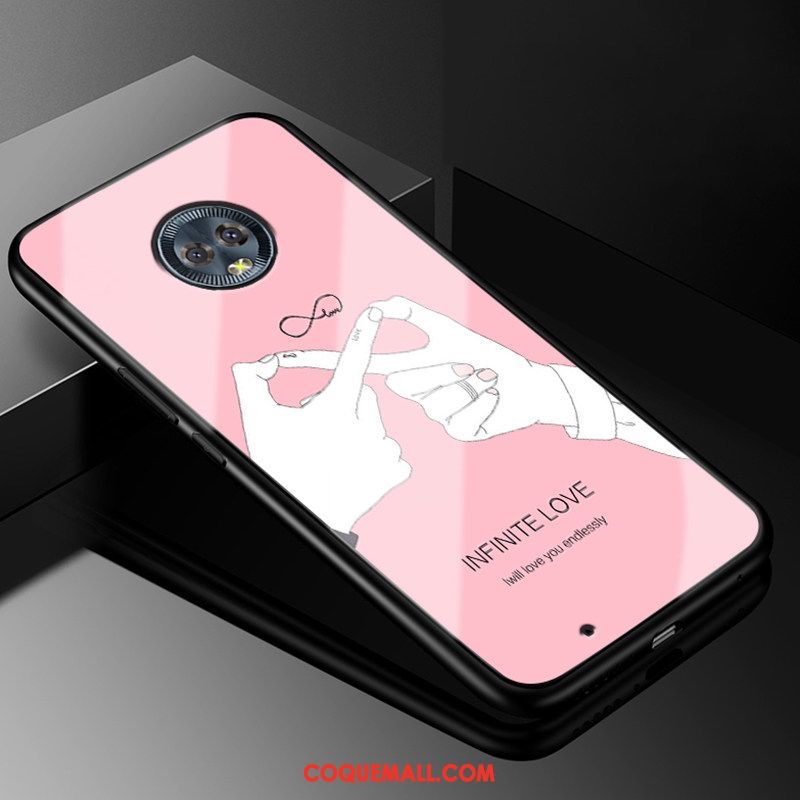 Étui Moto G6 Bleu Protection Dessin Animé, Coque Moto G6 Fluide Doux Rose