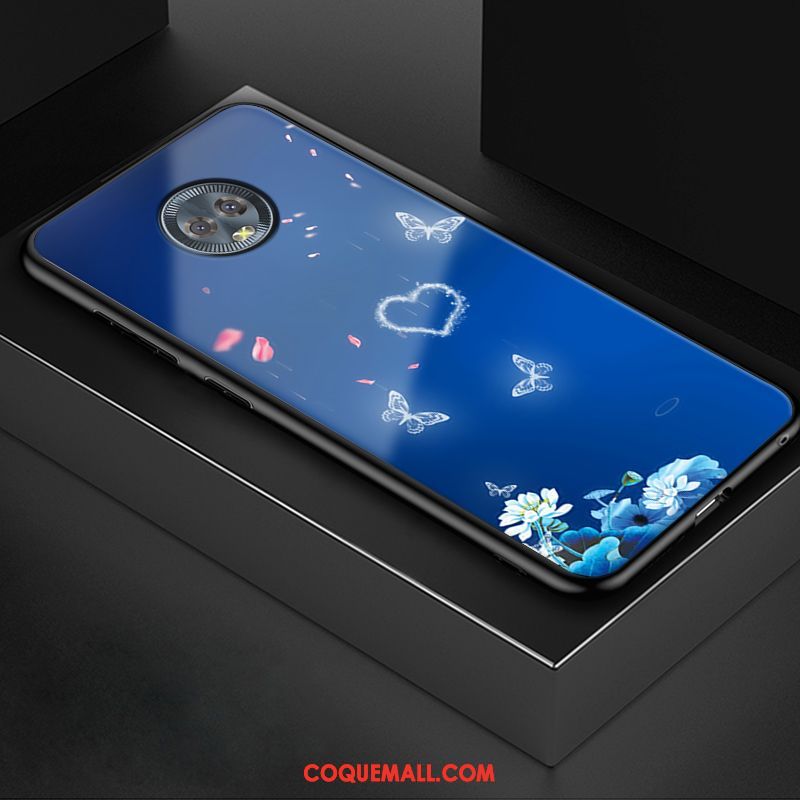 Étui Moto G6 Bleu Simple Bleu, Coque Moto G6 Téléphone Portable Fluide Doux