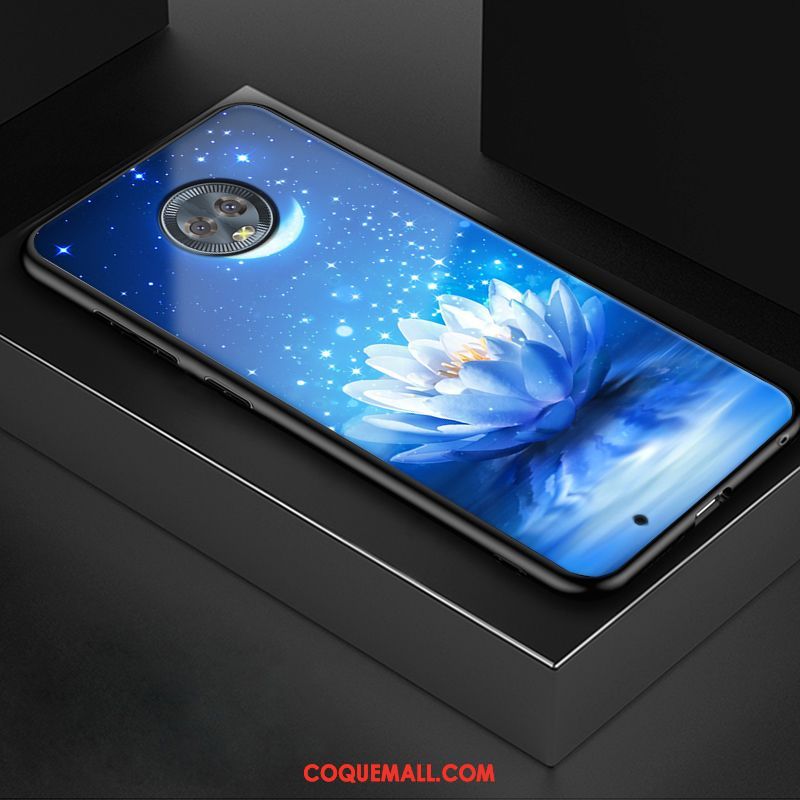 Étui Moto G6 Bleu Simple Bleu, Coque Moto G6 Téléphone Portable Fluide Doux