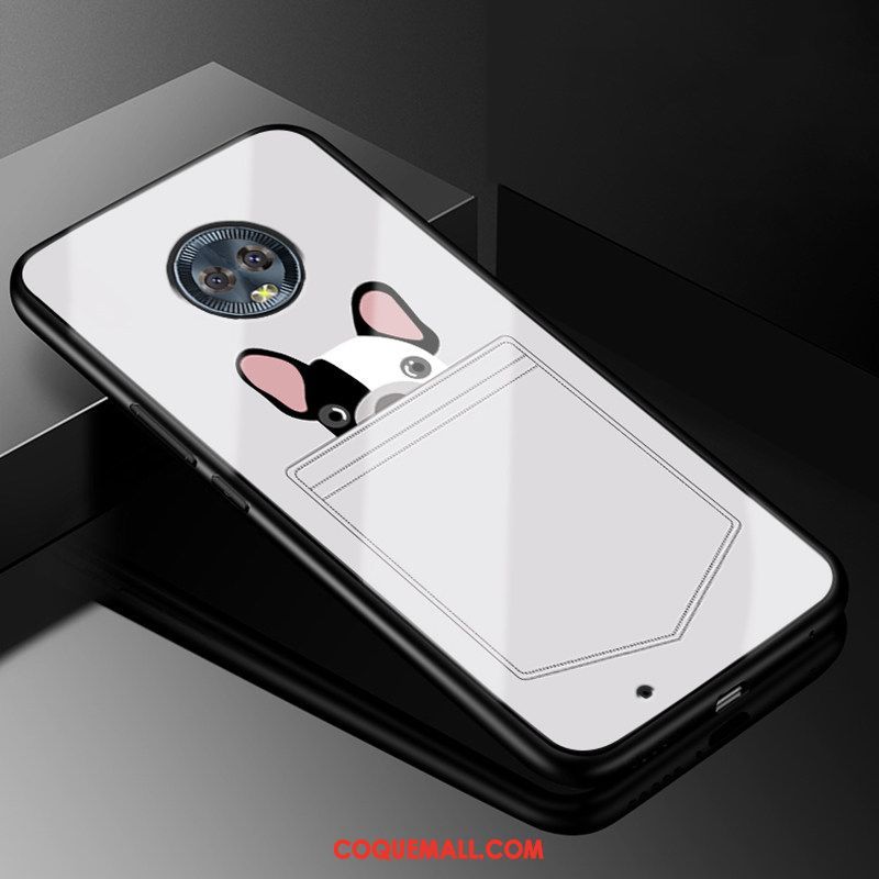 Étui Moto G6 Tout Compris Amoureux Dessin Animé, Coque Moto G6 Vintage Blanc