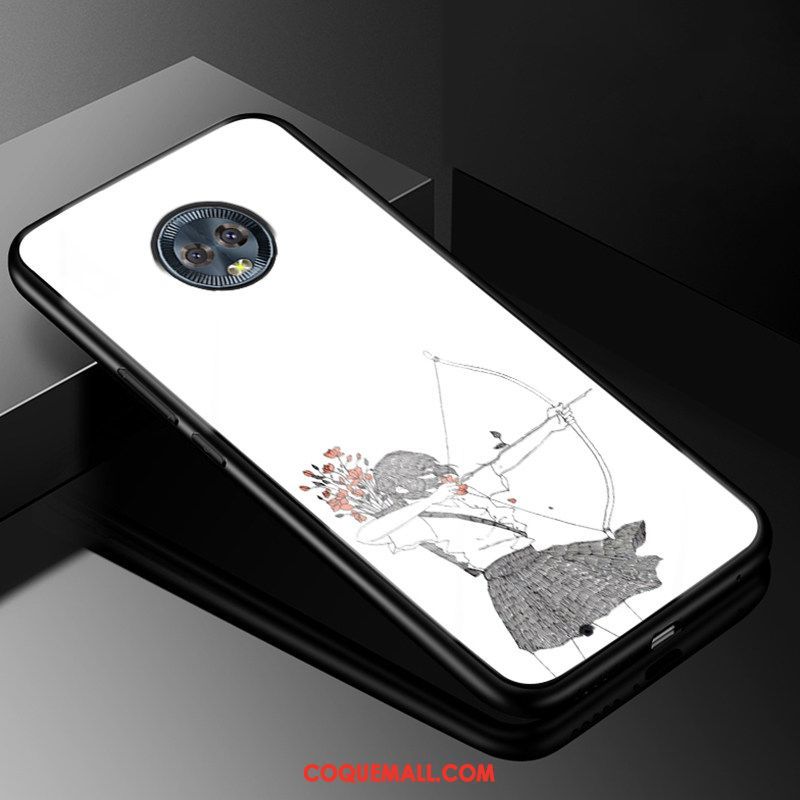 Étui Moto G6 Tout Compris Amoureux Dessin Animé, Coque Moto G6 Vintage Blanc