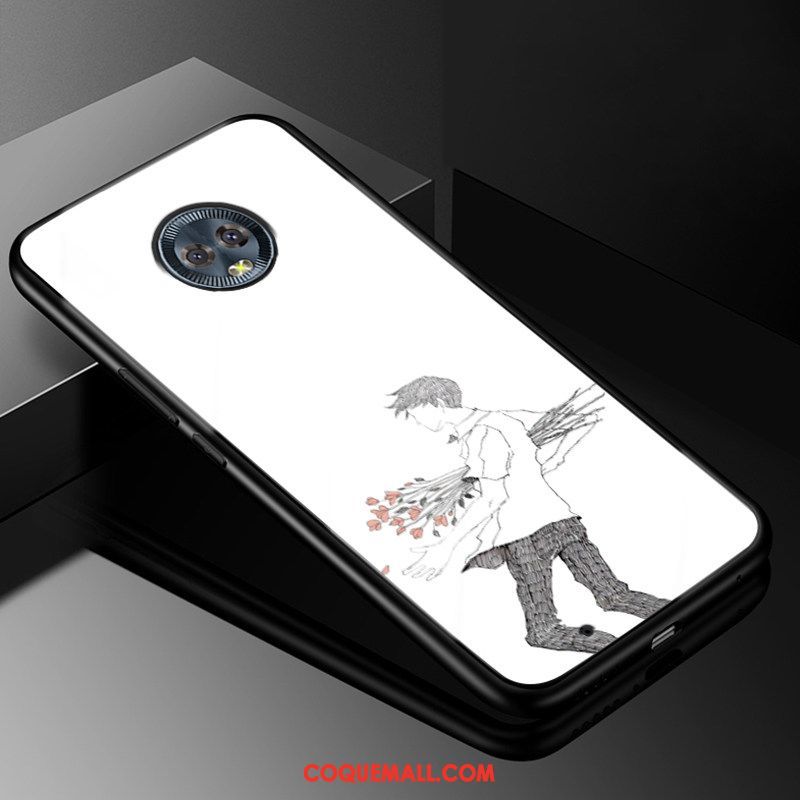 Étui Moto G6 Tout Compris Amoureux Dessin Animé, Coque Moto G6 Vintage Blanc