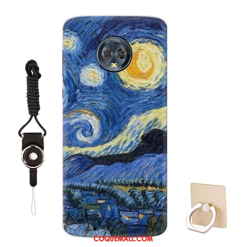 Étui Moto G6 Téléphone Portable Personnalisé Art, Coque Moto G6 Bleu Brillant