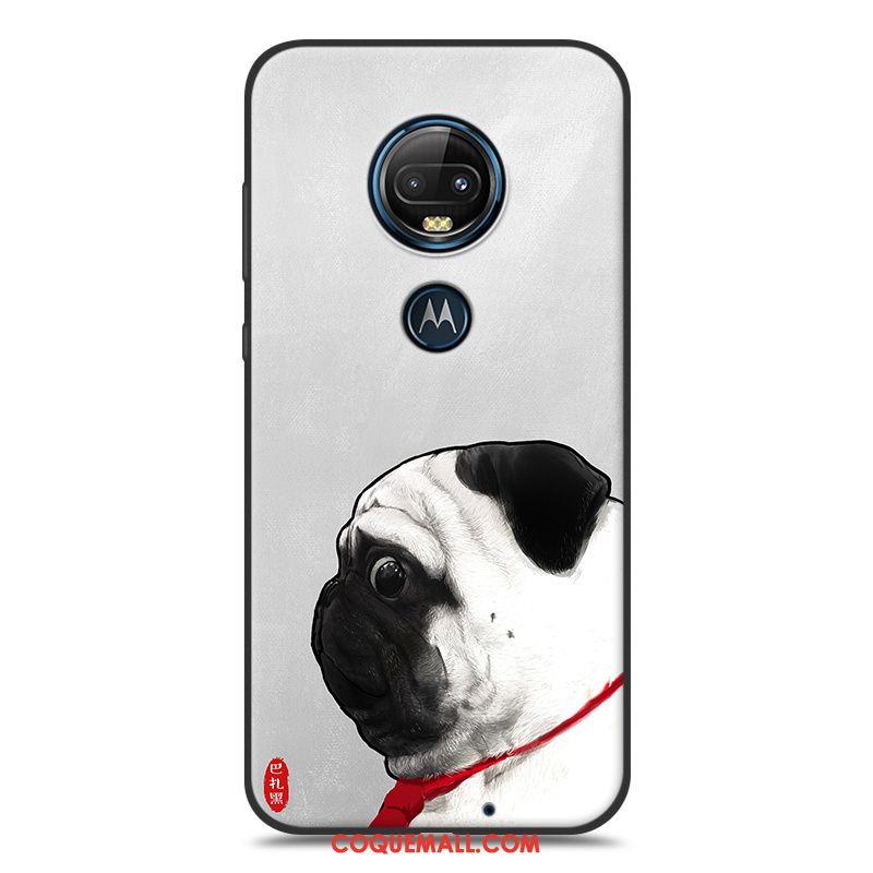 Étui Moto G7 Dessin Animé Délavé En Daim Silicone, Coque Moto G7 Noir Jaune