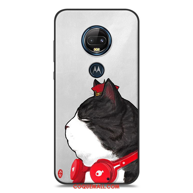 Étui Moto G7 Dessin Animé Délavé En Daim Silicone, Coque Moto G7 Noir Jaune