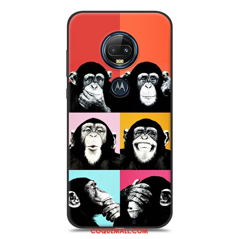 Étui Moto G7 Dessin Animé Délavé En Daim Silicone, Coque Moto G7 Noir Jaune