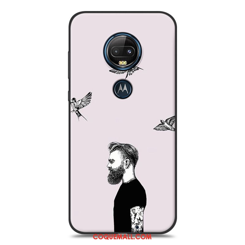 Étui Moto G7 Dessin Animé Délavé En Daim Silicone, Coque Moto G7 Noir Jaune