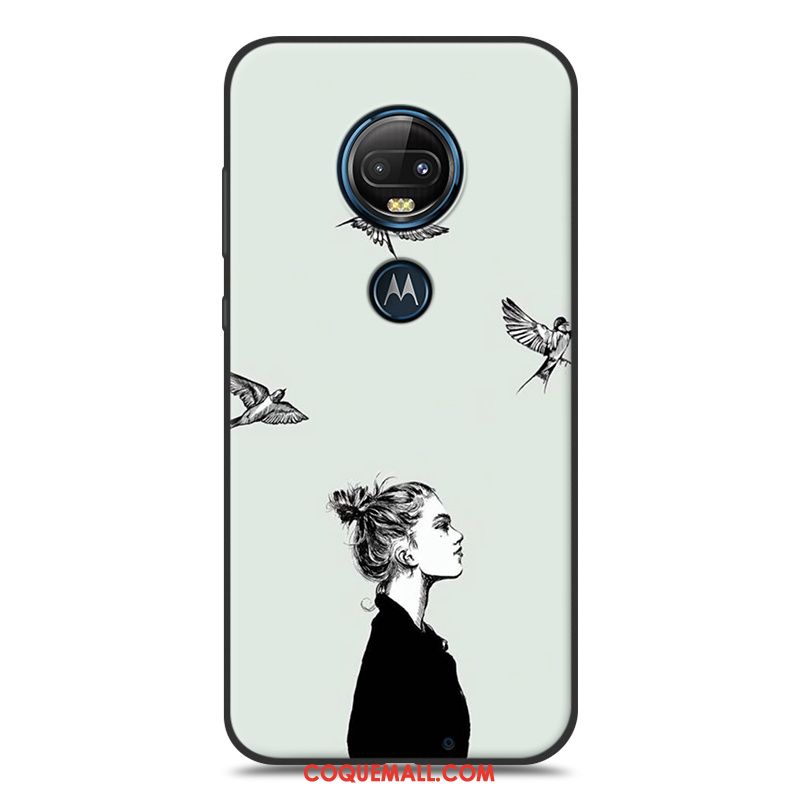 Étui Moto G7 Dessin Animé Délavé En Daim Silicone, Coque Moto G7 Noir Jaune