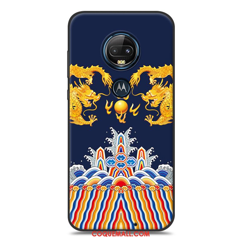 Étui Moto G7 Dessin Animé Délavé En Daim Silicone, Coque Moto G7 Noir Jaune