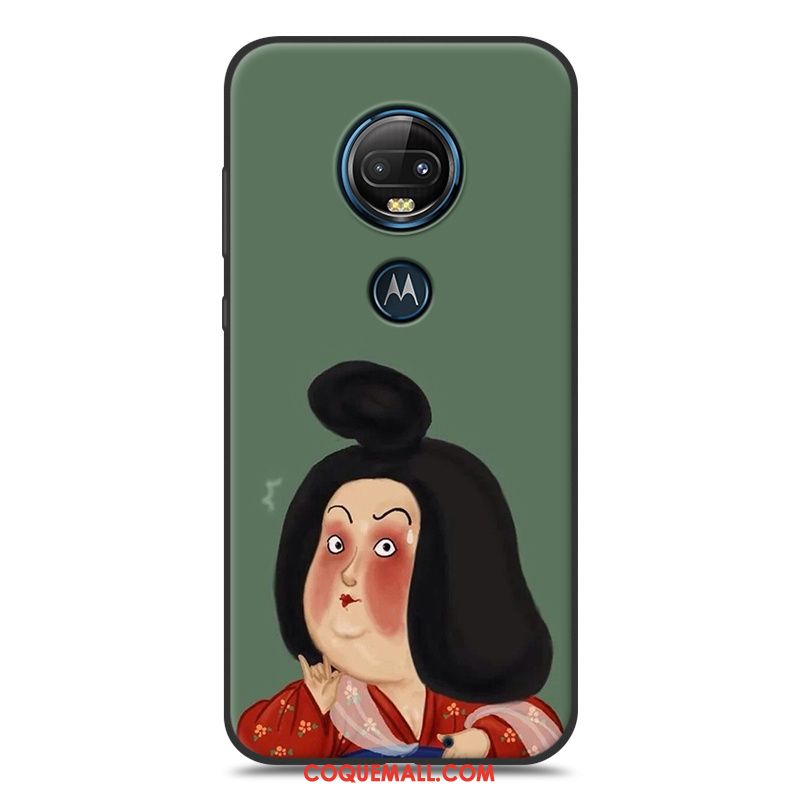 Étui Moto G7 Dessin Animé Délavé En Daim Silicone, Coque Moto G7 Noir Jaune