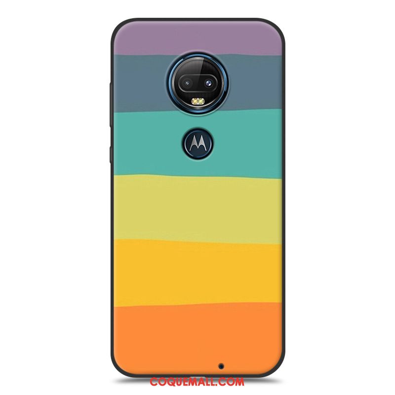 Étui Moto G7 Délavé En Daim Silicone Téléphone Portable, Coque Moto G7 Fluide Doux Noir