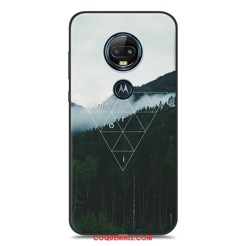 Étui Moto G7 Délavé En Daim Silicone Téléphone Portable, Coque Moto G7 Fluide Doux Noir