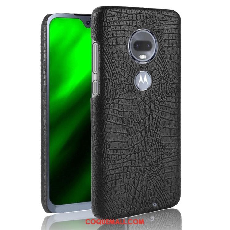 Étui Moto G7 Modèle Fleurie Noir Téléphone Portable, Coque Moto G7 Crocodile Difficile