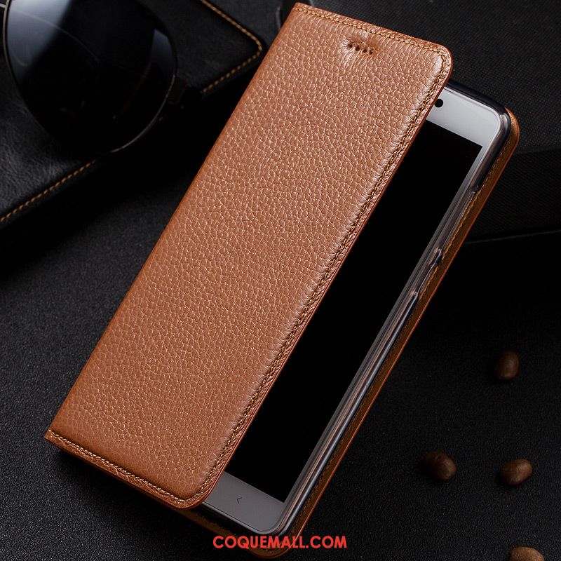 Étui Moto G7 Play En Cuir Protection Modèle Fleurie, Coque Moto G7 Play Tout Compris Litchi Braun