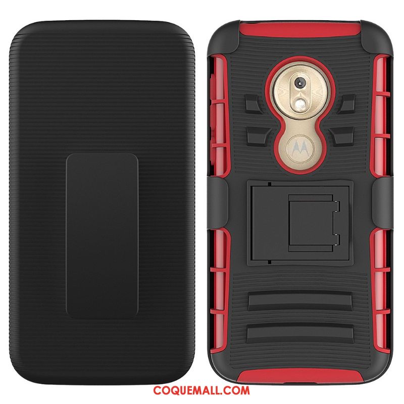 Étui Moto G7 Play Incassable Armure Support, Coque Moto G7 Play Europe Rouge