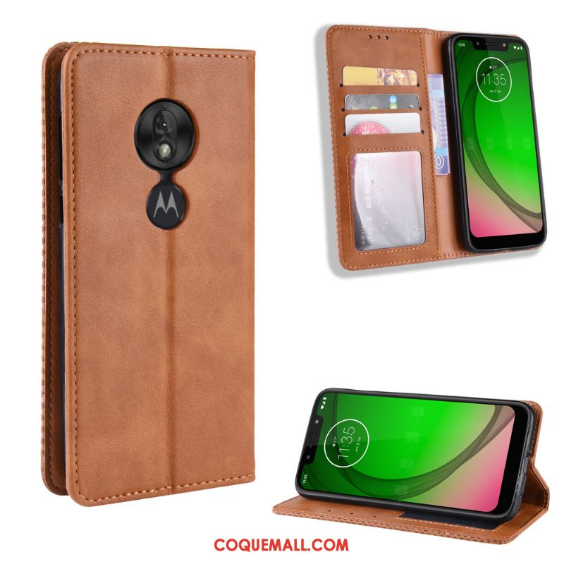 Étui Moto G7 Play Incassable Protection Vintage, Coque Moto G7 Play Téléphone Portable Modèle Fleurie Braun