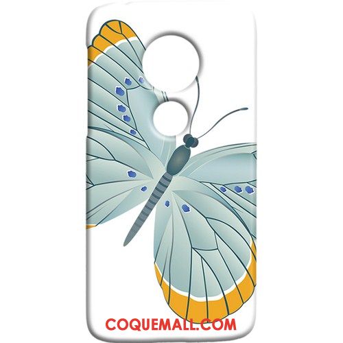Étui Moto G7 Play Papillon Protection Difficile, Coque Moto G7 Play Frais Bleu