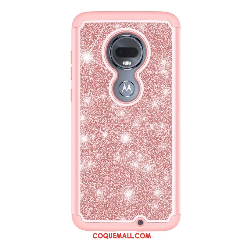 Étui Moto G7 Plus Fluide Doux Cuir Rose, Coque Moto G7 Plus Tout Compris Créatif