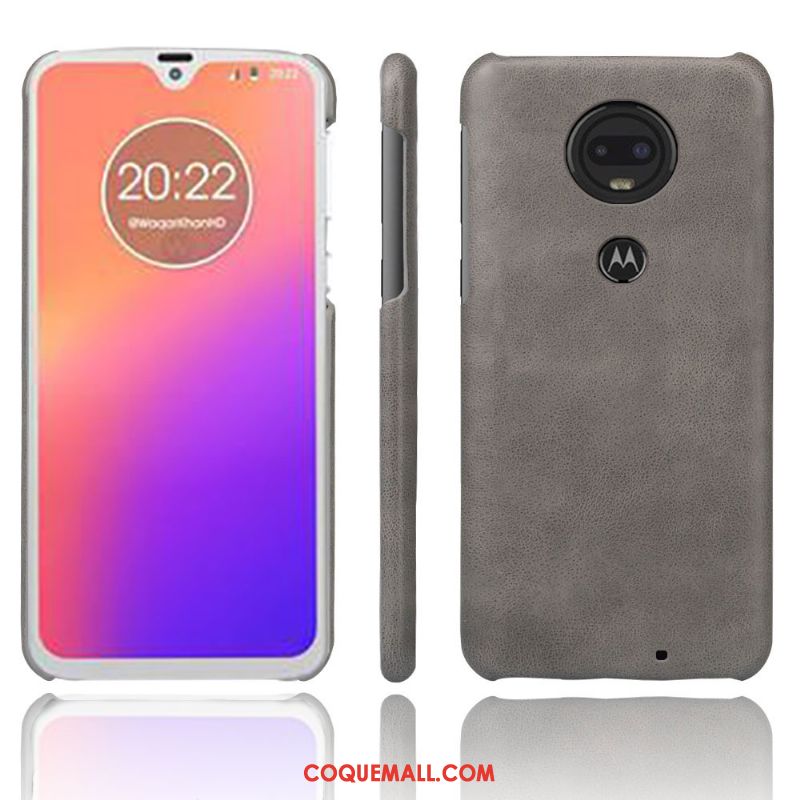 Étui Moto G7 Plus Protection Couvercle Arrière Cuir Véritable, Coque Moto G7 Plus Qualité Rouge