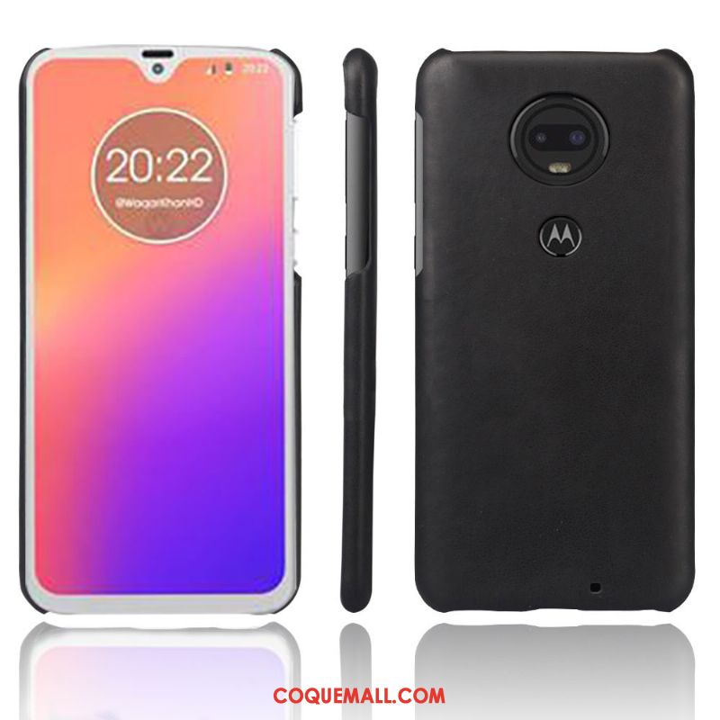 Étui Moto G7 Plus Protection Couvercle Arrière Cuir Véritable, Coque Moto G7 Plus Qualité Rouge