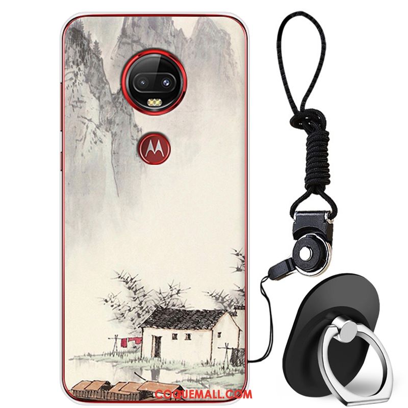 Étui Moto G7 Plus Protection Fluide Doux Bleu, Coque Moto G7 Plus Téléphone Portable Incassable