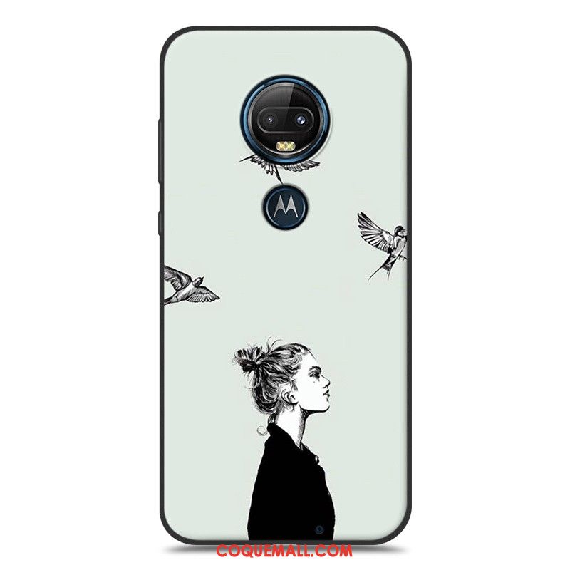 Étui Moto G7 Plus Téléphone Portable Silicone Amoureux, Coque Moto G7 Plus Peinture Délavé En Daim