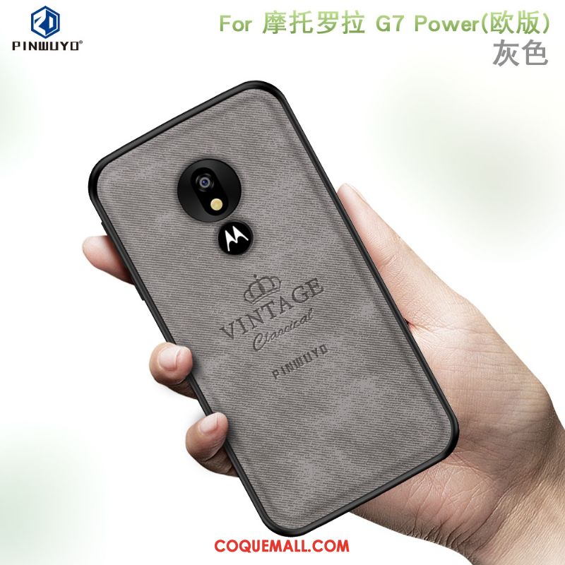 Étui Moto G7 Power Bleu Europe Téléphone Portable, Coque Moto G7 Power Tout Compris