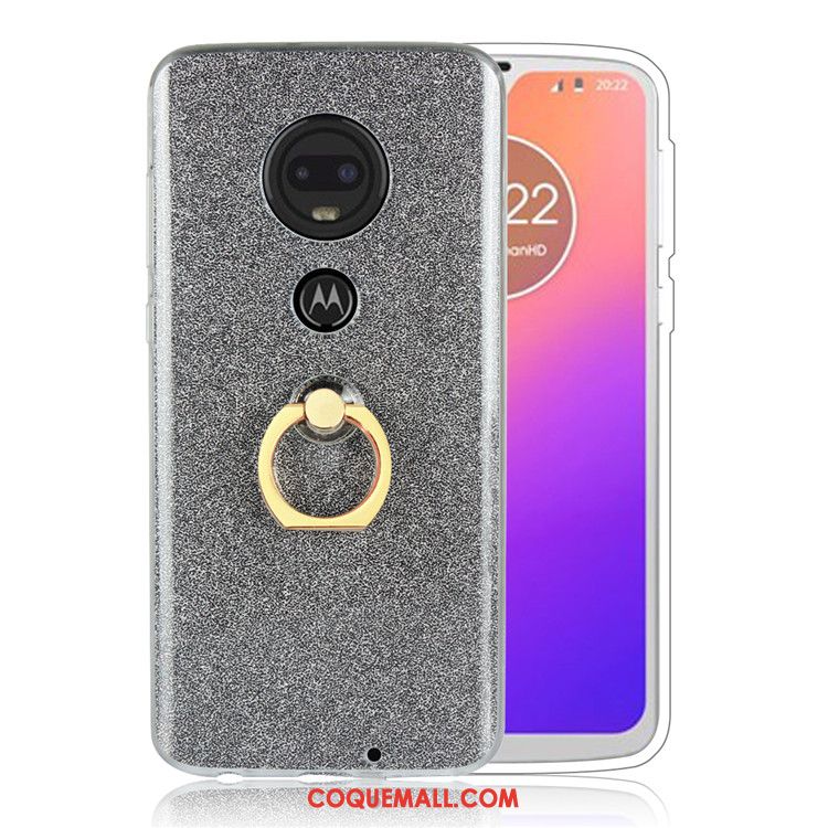 Étui Moto G7 Simple Blanc Business, Coque Moto G7 Anneau Téléphone Portable