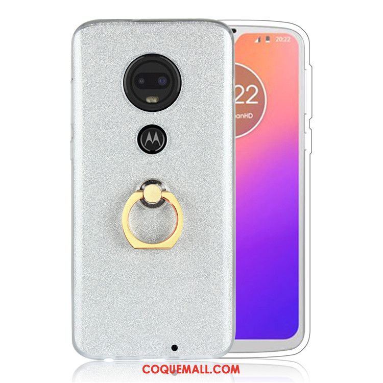 Étui Moto G7 Simple Blanc Business, Coque Moto G7 Anneau Téléphone Portable