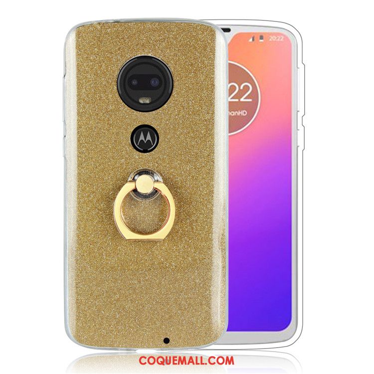 Étui Moto G7 Simple Blanc Business, Coque Moto G7 Anneau Téléphone Portable