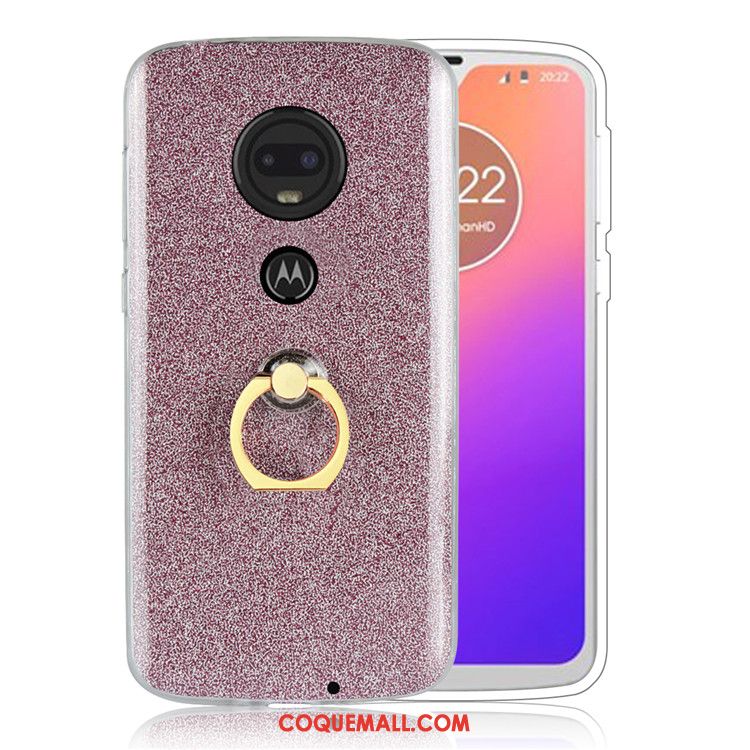 Étui Moto G7 Simple Blanc Business, Coque Moto G7 Anneau Téléphone Portable