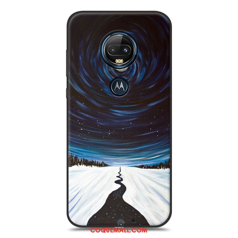 Étui Moto G7 Tout Compris Ornements Suspendus Bleu, Coque Moto G7 Charmant Silicone